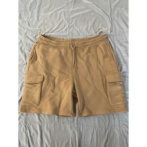 CSG Sweat Shorts Men's 2XL Drawstring Flat Front Stretch Elastic Waist Tan‎